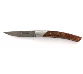 Le Thiers Pirou Thuja Wood - Damascus Blade - 1 Bolster