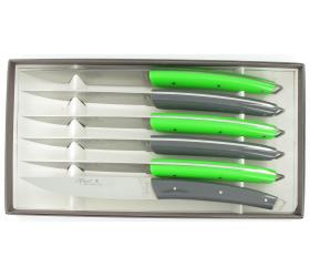 "Lame du Bougnat" - Le Thiers Table  - 6 Pieces Set - Grey and Green Handle