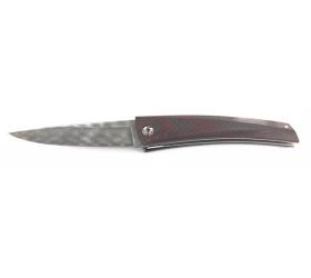 Chomilier - Zladinox Stainless Damascus, Titane Platines - Black and Red Carbon Fiber