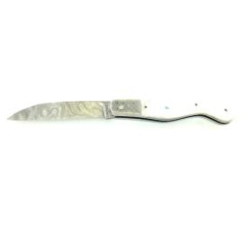 Laforet - Damascus blade and miter - white mother-of-pearl handle