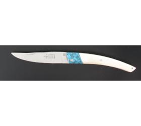 Le Thiers - Full Handle - Turquoise / Camel Bone - Chiseled Spring/Platinum and blade