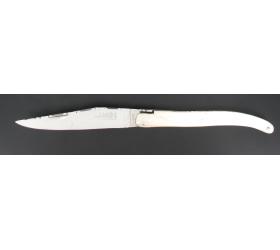 Laguiole 12 cm - Bone Full Handle -  Decorated Spring and blade