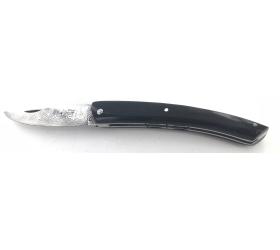 Le Thiers - Full Handle - Ebony Wood - Chiseled Spring/Platinum and blade - Damascus Blade