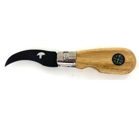 Mushroom knife - Oak Wood with compass - black blade