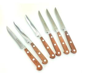 6 knives of 4 1/3''  Straight Back Steak Knives - - Natural Palissander wood - Ref. 435