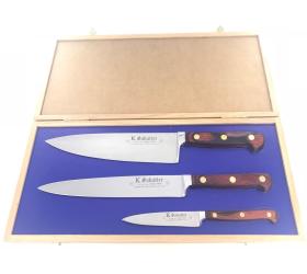 Auvergne - Oak Wood Box - 8" Cooking Knife - 8" Slicer - 4" Parer