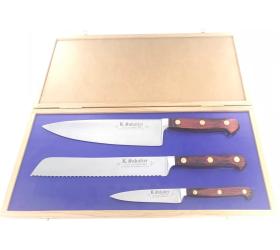 Auvergne - Oak Wood Box - 8" Cooking Knife - 8" Bread - 4" Parer