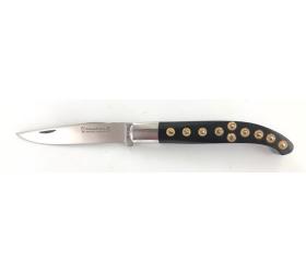 Knife Basque Yatagan 12 cm - Ebony Wood - Worked Spring - exposed rosettes