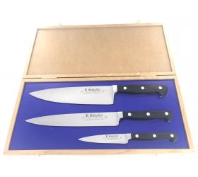 Proxus - Oak Wood Box - 8" Cooking Knife - 8" Slicer - 3 1/2" Parer