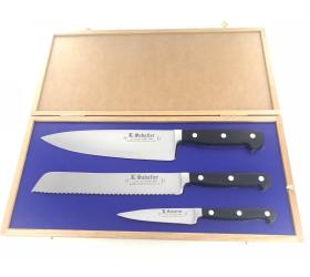 Proxus - Oak Wood Box - 8" Cooking Knife - 8" Bread - 3 1/2" Parer