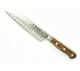 Santuko Oriental Cooking Knife 7 in with Air Pockets - Olive Wood Handle
