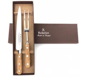 Curb Carving Set - Olive Wood Handle