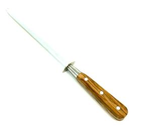 Sharpening Steel 10in, Forged Base - Olive Wood - Aluminium Rivets
