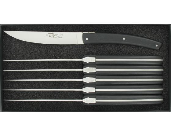 Goyon-Chazeau Black Paperstone Steak Knives Boxed Set/6