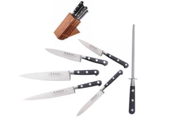 Gift Box - Small Block - sabatier stainless steel 5 piece knife block + 1 sharpening Steel